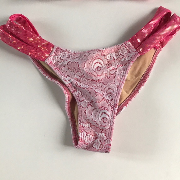 Ravish Pink and White Lace Bikini - Picture 2 of 7
